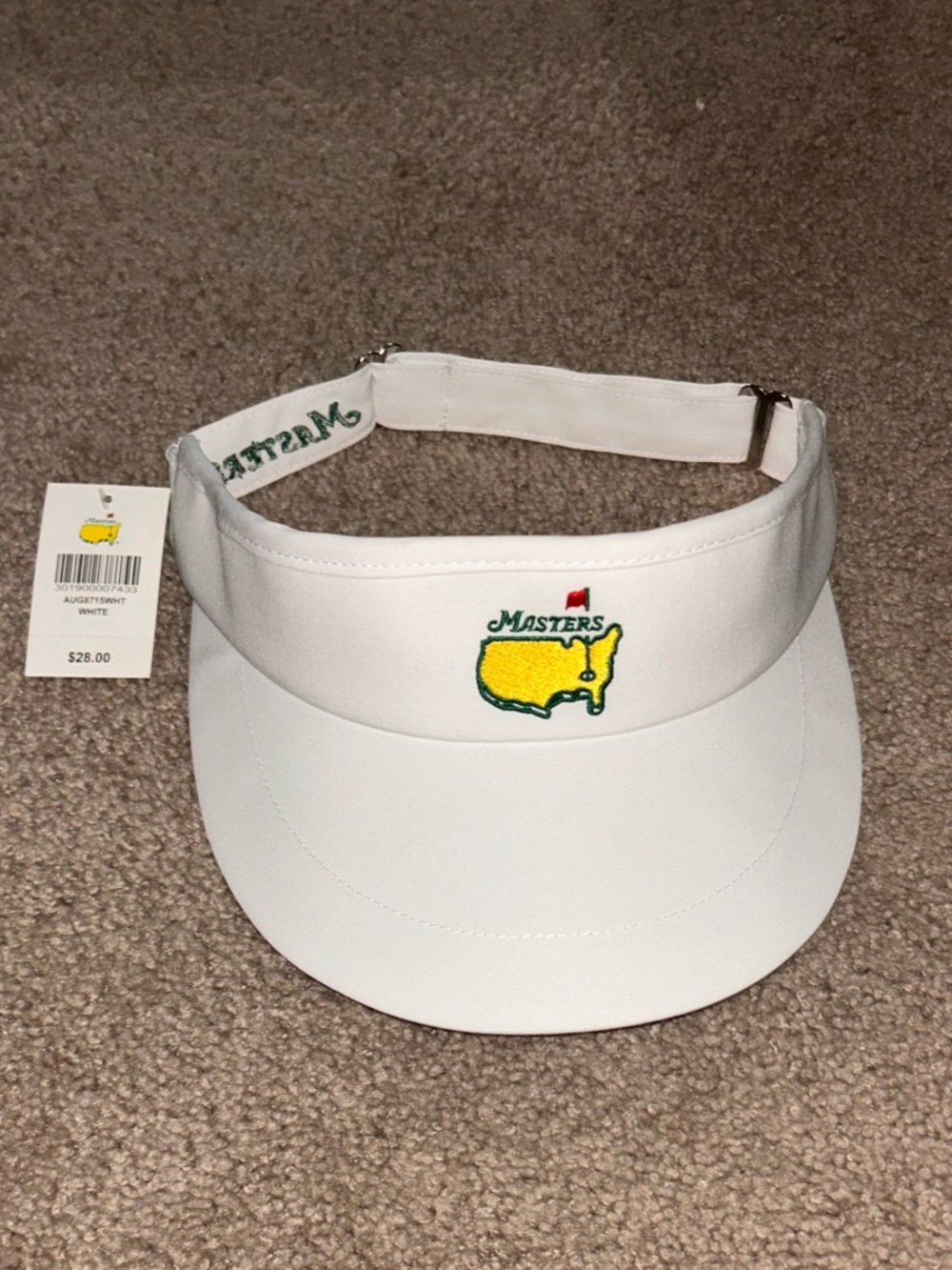 Masters White Visor with Yellow & Green Logo